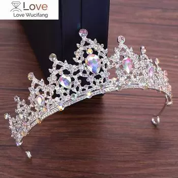 Свадебная тиара для волос, хрустальная свадебная тиара, Корона, серебряный цвет, диадема, вуаль, диадемы, свадебные аксессуары для волос, головные уборы, украшения на голову