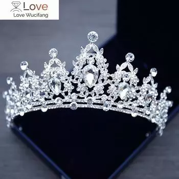 Свадебная тиара для волос, хрустальная свадебная тиара, Корона, серебряный цвет, диадема, вуаль, диадемы, свадебные аксессуары для волос, головные уборы, украшения на голову красный