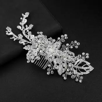 Свадебная тиара, гребень из высококачественного сплава, бриллиантовые волосы ручной работы, гребень, свадебное украшение для волос серебряный