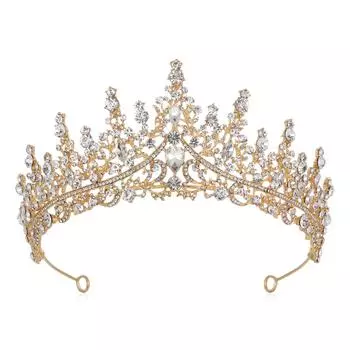 Свадебная тиара из сплава, аксессуары для волос, тиара для банкетной вечеринки, свадебная тиара для бальной вечеринки золотой