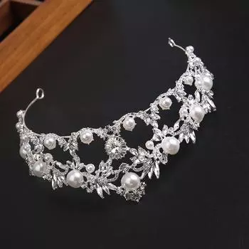 Свадебная тиара, серебряная атмосферная корона со стразами, повязка на голову, свадебные аксессуары для волос, свадебные аксессуары для свадебного платья