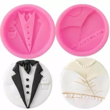 Свадебная вечеринка, мужские и женские платья, форма для шоколада, силиконовая форма для помадного торта, семейная выпечка men s dress