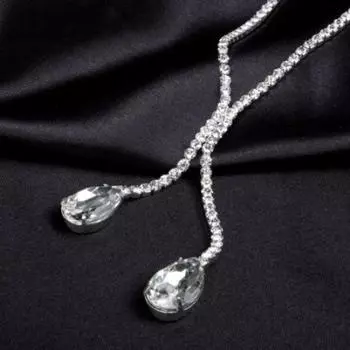 Свадебная вечеринка Rhinestone Waterdrop Подвеска Ожерелье Серьги Комплект ювелирных изделий