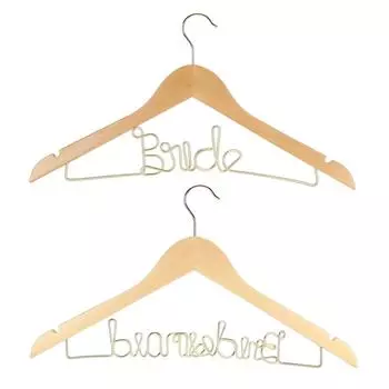 Свадебная вешалка Нескользящая деревянная вешалка для одежды Железная вешалка для одежды Очаровательный свадебный подарок на память BRIDE GROOM