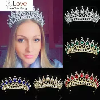 Свадебная винтажная хрустальная тиара, корона королевы, короля, невесты, диадема, свадебные украшения на голову, аксессуары для женщин, торжественный головной убор