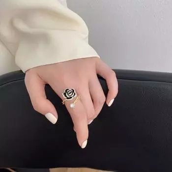 Свадебное кольцо в винтажном стиле, высококачественное, липкое, в форме черной розы, с открывающимся костяшком