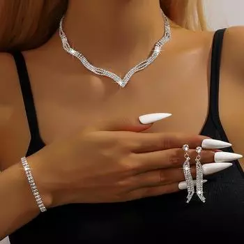 Свадебное колье, серьги, комплект свадебных украшений из двух частей, индивидуальное вечернее платье, банкет, набор цепочек для невесты