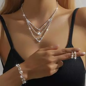 Свадебное колье, серьги, свадебные аксессуары, реквизит для свадебных фотографий, s, имитация s, свадебное платье для званого ужина, комплект ювелирных изделий