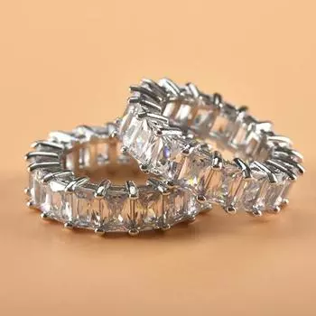 Свадебное обручальное кольцо принцессы с инкрустацией стразами на палец, ювелирные изделия US 5 белого золота