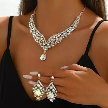 Свадебное ожерелье, комплект серег, свадебное платье с большой каплей воды, аксессуары для банкетного платья