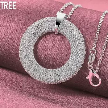 Свадебное ожерелье с подвеской в виде круга из стерлингового серебра 925 пробы, модные свадебные украшения O-40CM