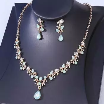 Свадебное ожерелье со стразами, ювелирные изделия, модное ожерелье с подвеской в виде капли воды и V-образным вырезом, серьги, комплект