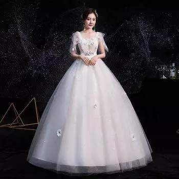 Новое свадебное платье большого размера Sling длиной до пола для фотостудии Fat Mm Bride High Talya Wedding Dress S белый