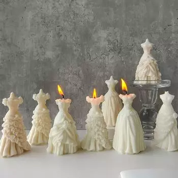 Свадебное платье ароматизированная свеча силиконовая форма свадебная тема вощеная поделка многоразовый набор для изготовления мыла для украшения дома 1215