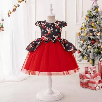 Свадебное платье для девочек с цветочным узором, платье на крещение малышей на 7-й день рождения, одежда для маленьких девочек, платье принцессы на свадьбу, детское платье 110 красный