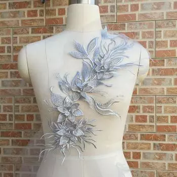 Свадебное платье, кружевные аппликации, аксессуары, трехмерные цветочные наклейки большого размера 50cm*20cm красный