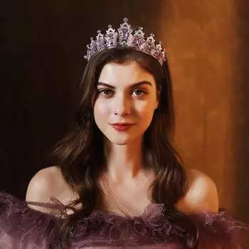 Свадебное платье невесты, аксессуары для волос, легкая роскошная корона из натурального гравия, 18-я церемония совершеннолетия, фиолетовая корона со стразами