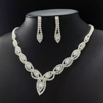 Свадебное платье, ожерелье, серьги, элегантные аксессуары для званого ужина с конским глазом серебряный