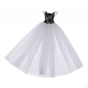 Свадебное платье прозрачная юбка/4 куклы BJD Party белое