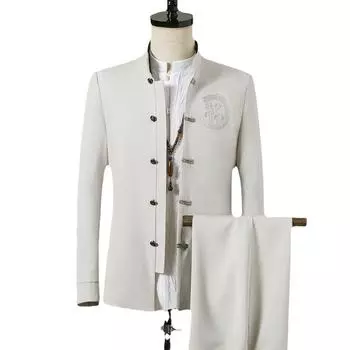 Свадебное платье с вышивкой, одежда, пиджаки и шнурок, мужской повседневный костюм в винтажном стиле, брюки MeBusiness, брюки из 2 предметов, большие размеры XXXXXL чёрный