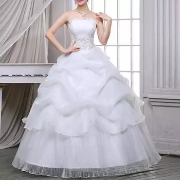 Свадебное платье Свадебные платья Летняя мода Кружевное свадебное платье без бретелек XS белый