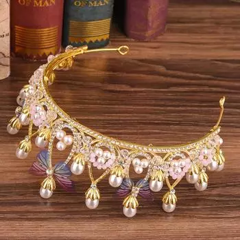 Свадебное платье в европейском стиле в стиле барокко, свадебное платье с короной-бабочкой, вечернее платье, аксессуары для свадебного платья, свадебные украшения