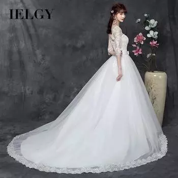 Свадебное платье в новом корейском стиле, размер плеча, невеста больших размеров становится худой и с длинным хвостом S белый