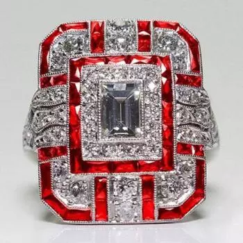 Свадебное помолвочное женское ретро-кольцо с кубическим цирконием, инкрустированное квадратным пальцем, ювелирные изделия US 10 фиолетовый