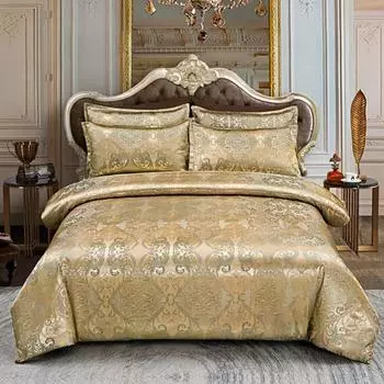 Свадебное постельное белье Европейский жаккардовый комплект из трех частей Американский, розовое золото, Jacquard-135 * 200 two-piece set
