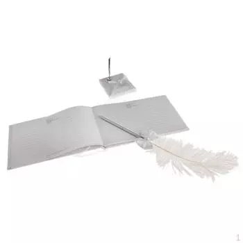 Свадебное сердце, цветок, прием, гостевая книга, перо, бант, набор ручек и подставок