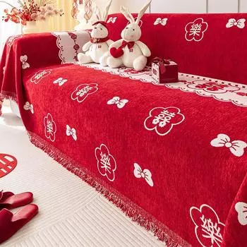 Свадебное торжество, красный диван, чехол, ткань, подушка для дивана, четыре сезона, универсальное полное покрытие, полотенце, украшение для свадебной комнаты, одеяло, свадьба 180*130cm