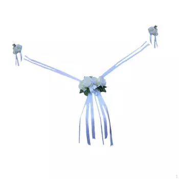 Свадебное украшение автомобиля искусственные цветы своими руками романтические имитационные ленты для белый