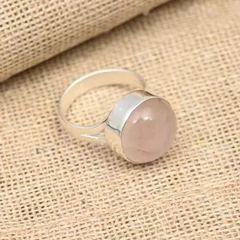 Свадебное ювелирное кольцо ручной работы из стерлингового серебра 925 пробы с розовым кварцем и драгоценным камнем 4 розовый