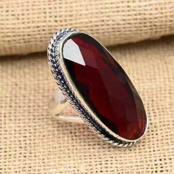 Свадебное ювелирное кольцо ручной работы из стерлингового серебра 925 пробы с красным гранатом и драгоценным камнем 4 красный
