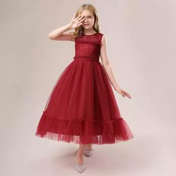 Свадебное вечернее детское праздничное длинное платье принцессы, детские платья для девочек, официальная одежда для детей 5-12 лет 130 белый