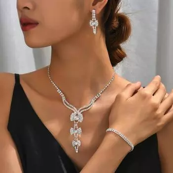 Свадебное вечернее платье с кисточками, аксессуары, простое свадебное ожерелье, серьги, браслет, набор, женские свадебные аксессуары