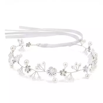 Свадебные аксессуары Цветочная повязка на голову ручной работы с бусинами Кристаллы и жемчужины Повязка на голову Свадебное платье Головной убор для девочек Аксессуары для волос