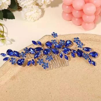 Свадебные аксессуары для волос простые синие стразы Kelanyin день свадьбы универсальные аксессуары для волос свадебное платье гребень для волос головной убор белый