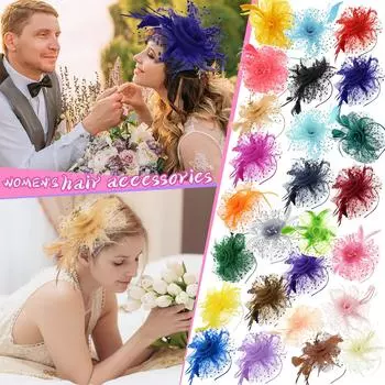 Свадебные аксессуары для волос Сетка из перьев Цветочный головной убор Аксессуары для волос Обруч для волос Заколка для волос One Size