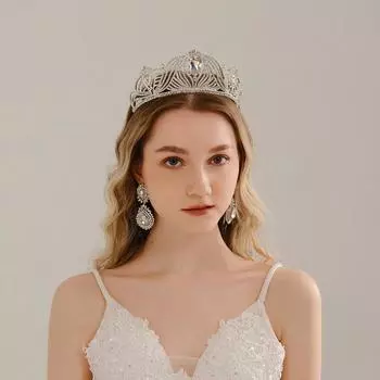 Свадебные аксессуары для волос, свадебное платье, головной убор, простой и универсальный, нишевый дизайн, легкая роскошь, хрустальная корона, инкрустированная бриллиантами, корона