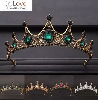 Свадебные аксессуары для волос в стиле барокко, стразы, хрустальная корона, тиара, свадебная корона, головной убор, вечерние короны, свадебные украшения для волос, диадемы красный