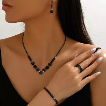 Свадебные аксессуары Комплект украшений Ожерелье Серьги Браслет Кольцо Четырехкомпонентное вечернее платье Свадебные универсальные аксессуары