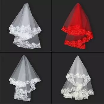 Свадебные аксессуары Кружева Счастливые свадебные принадлежности Шестиугольная сетка Фата Свадебная фата грязно-белый
