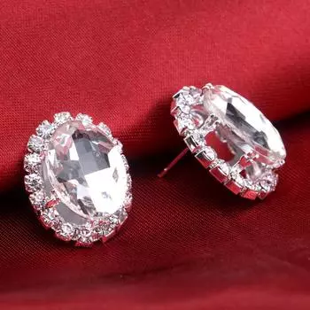 Свадебные аксессуары, модные овальные серьги с бриллиантами, круглые серьги-гвоздики для подружки невесты, аксессуары для одежды белый