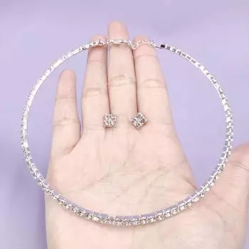 Свадебные аксессуары, модный ряд сверкающих бриллиантов, геометрические ожерелья, воротники, серьги-гвоздики, комплекты.