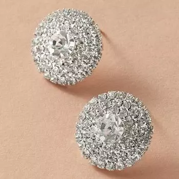 Свадебные аксессуары, новые модные круглые серьги-капли со стразами, женские простые и универсальные серьги с цирконием в стиле «Темперамент» серебряный