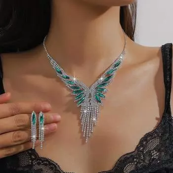 Свадебные аксессуары Ожерелье Серьги Комплект украшений Банкетный комплект платьев Цепь Универсальные аксессуары для темперамента