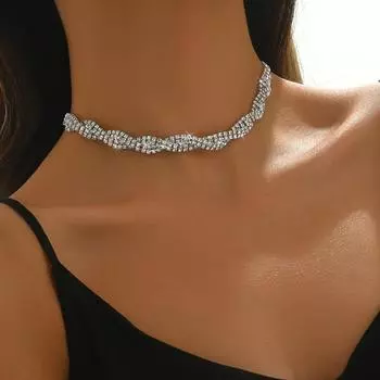 Свадебные аксессуары Ожерелье Свадебное ожерелье со стразами Серьги Свадебные аксессуары