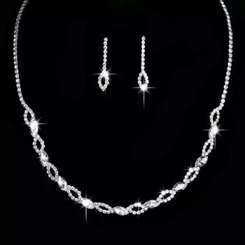 Свадебные аксессуары, популярные женские свадебные хрустальные бриллиантовые поцелуи место ожерелье серьги крышка