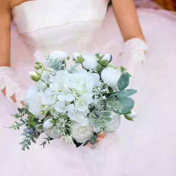 Свадебные букеты для невесты 28 см, белый каскадный свадебный букет, имитация невесты, свадебные букеты для свадьбы, церемонии, декора на открытом воздухе белый